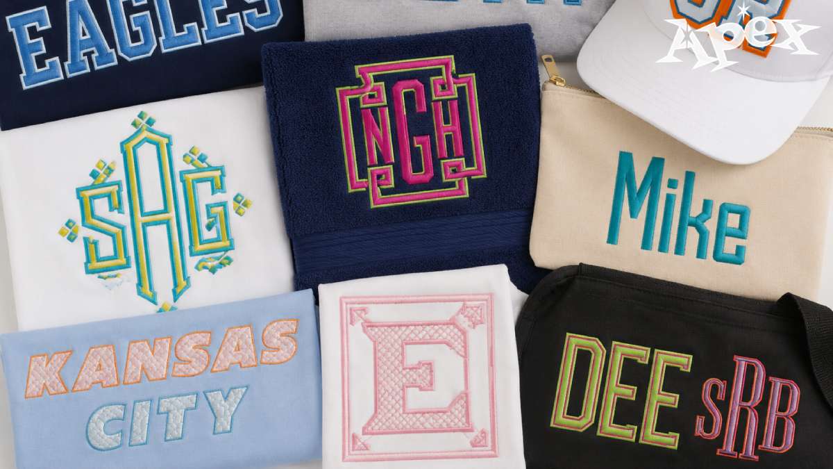 A block embroidery font is easier to read in photos, easier to pair with icons, and easier to use across different types of items.