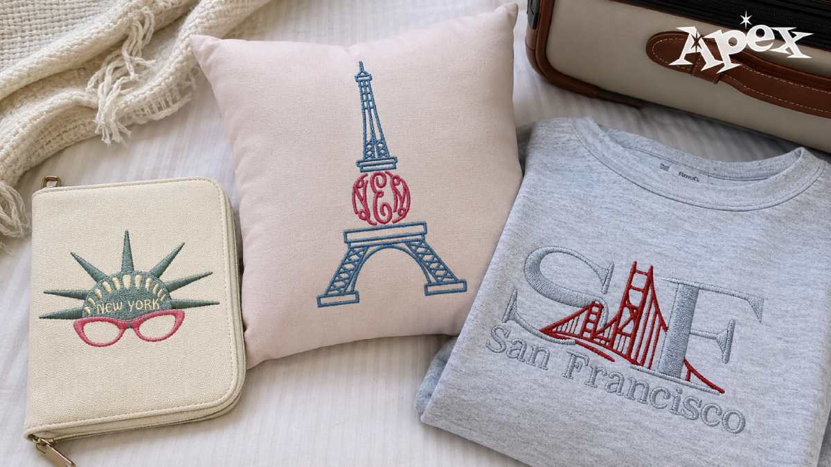 These country embroidery designs and city landmark files are good for vacation shirts, passport pouches, travel bags, destination wedding gifts, souvenir towels, and memory pillows.