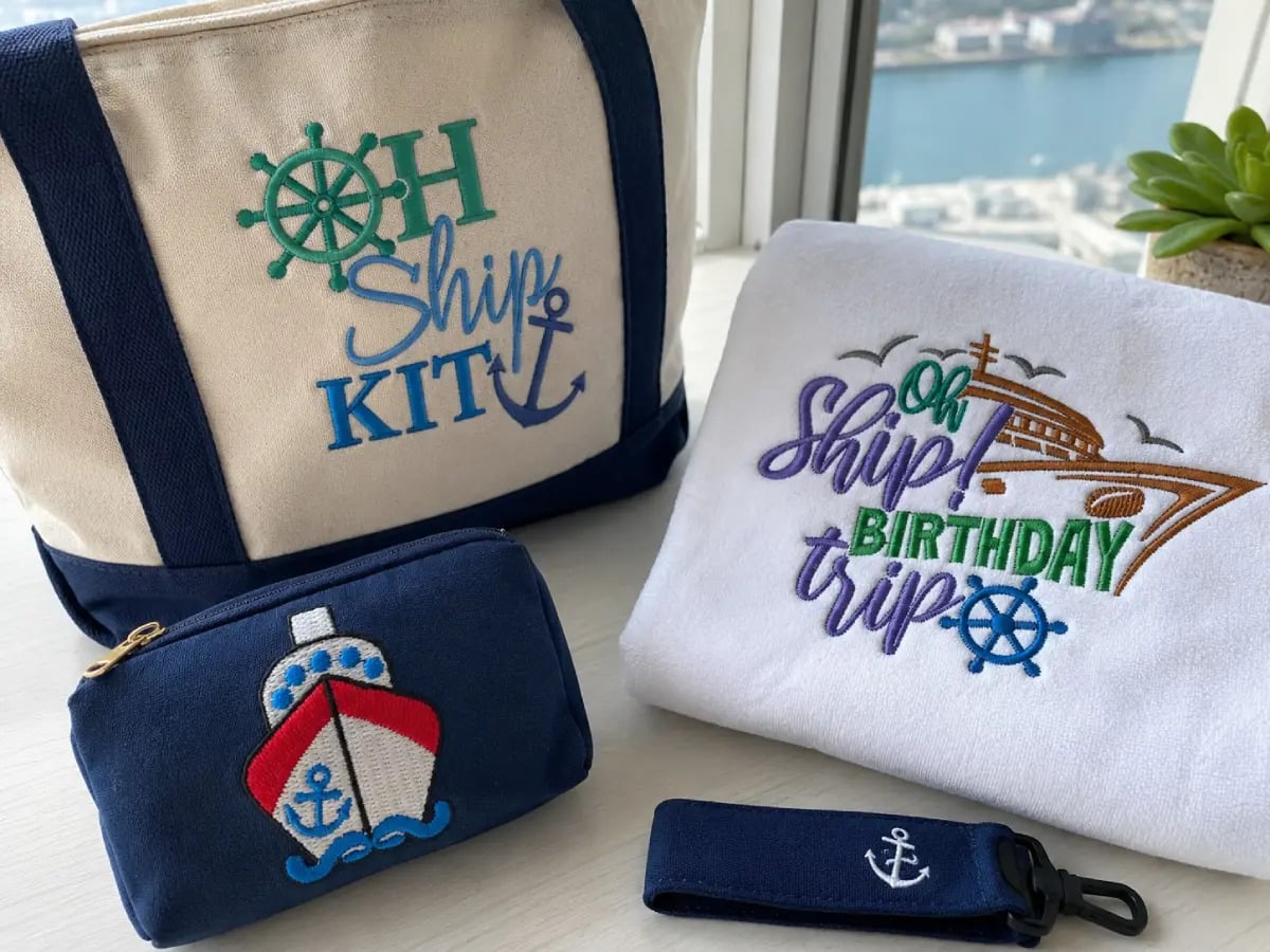 Matching family shirts, birthday-trip totes, travel bags and personalized towels are usually meant to mark a specific vacation.