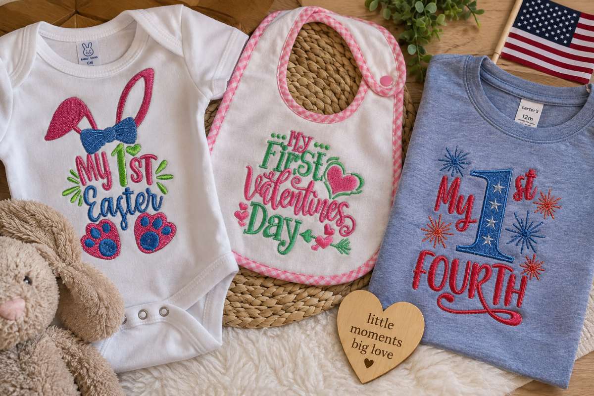 “My First” embroidery Designs for babies.