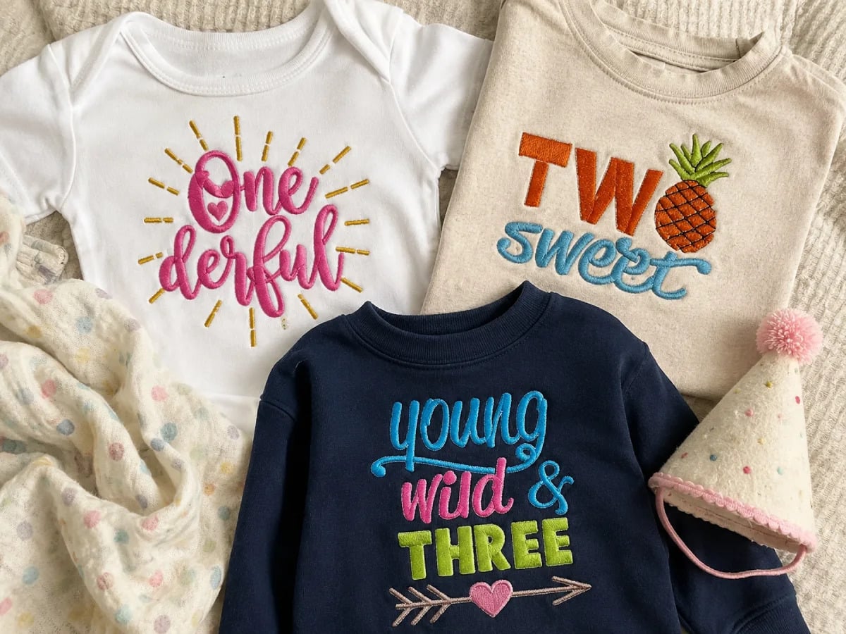 Age-based sayings are a natural choice for children’s party shirts because they make the milestone obvious without requiring a long message.