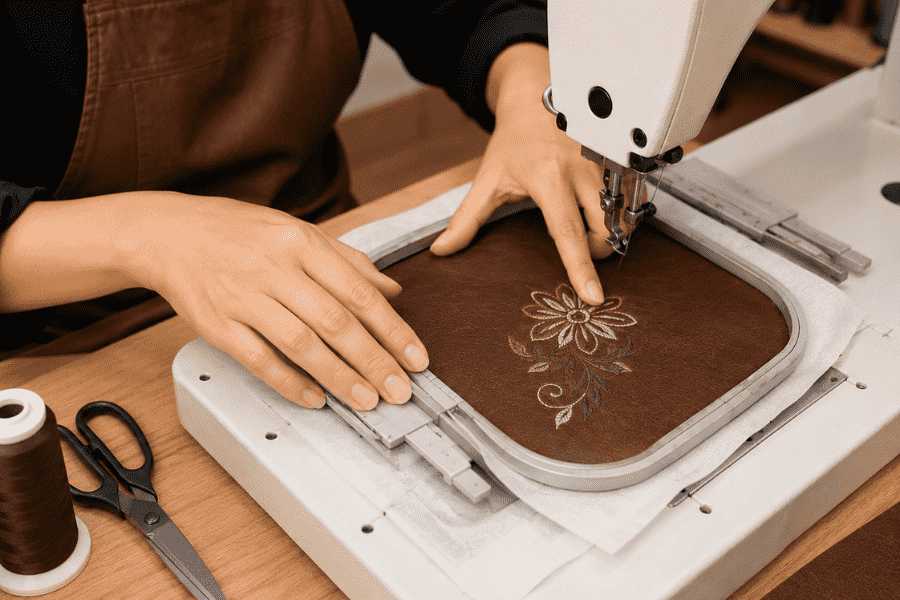 Position the machine correctly over the area of ​​skin to be embroidered before starting the embroidery.