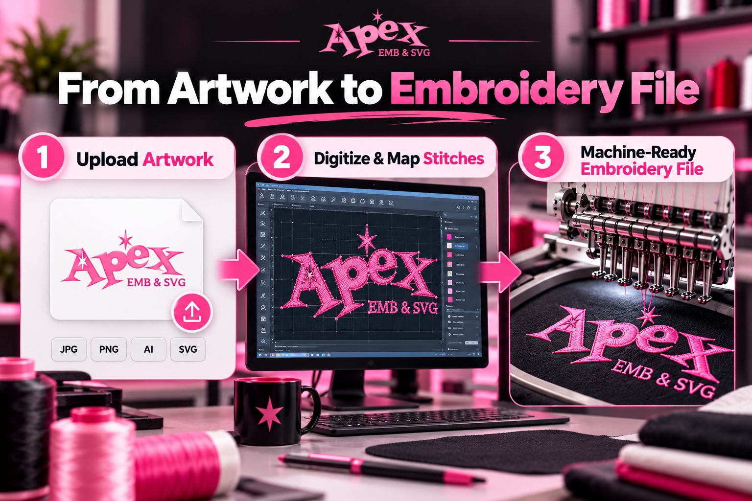 How to Order Custom Embroidery Digitizing at Apex