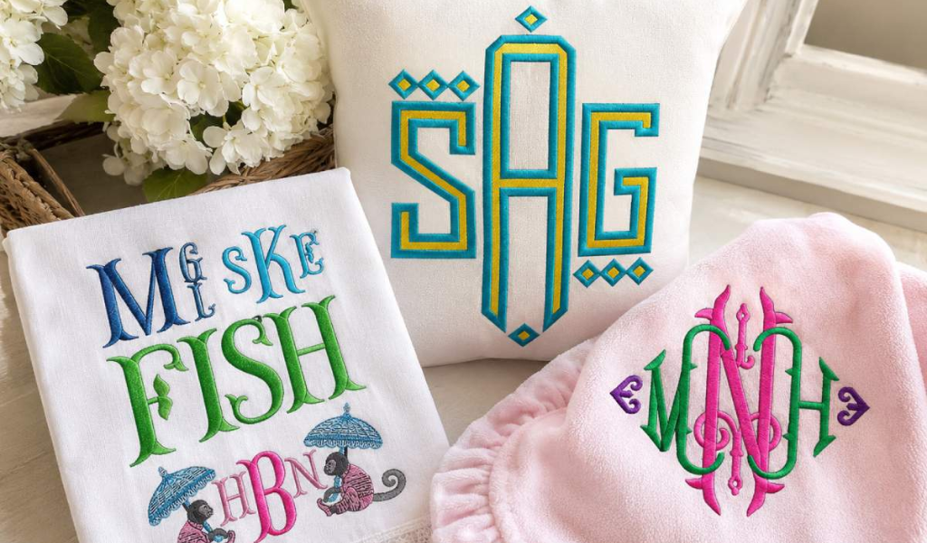 Embroidery fonts offer diverse styles, from bold block lettering and elegant scripts to decorative appliqué and satin-stitch designs