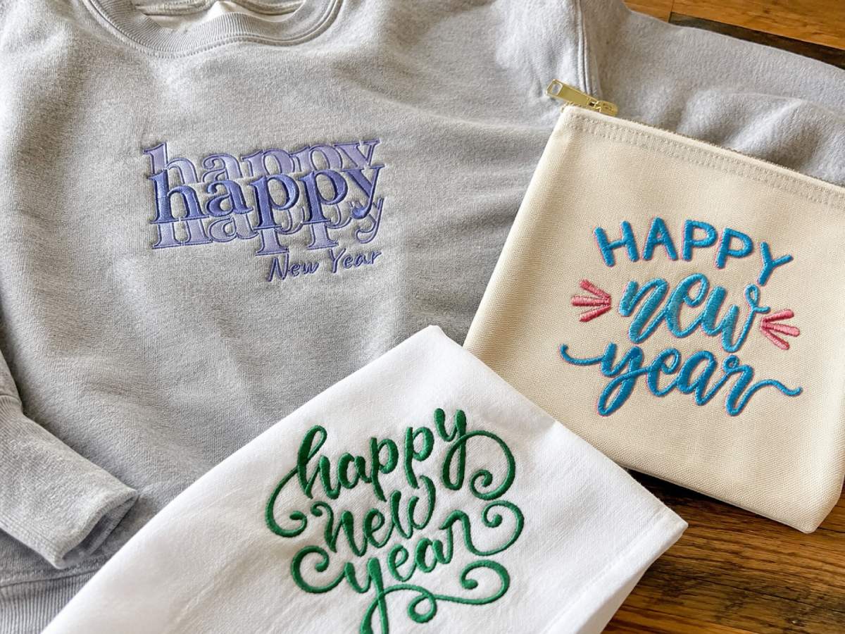 General new year embroidery wording is often the safer commercial choice.