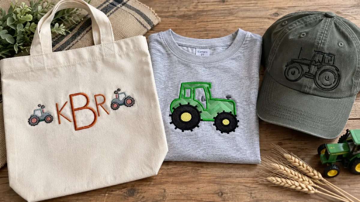 A tractor embroidery design may be the easiest farm symbol to recognize at a glance. 
