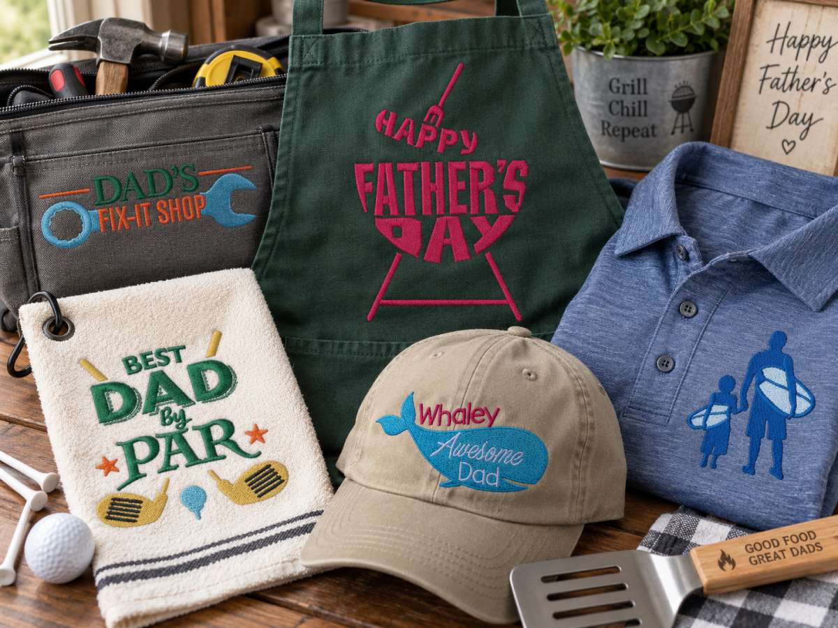 The best Father’s Day embroidery design is often connected to what dad enjoys doing.