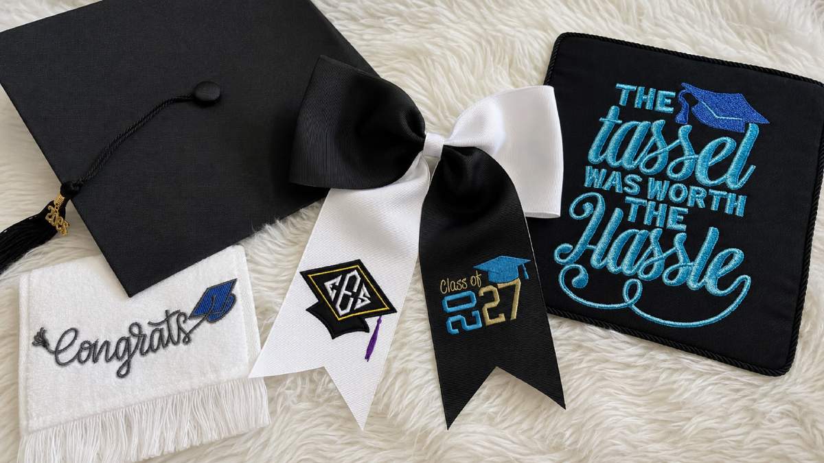 An embroidered graduation cap is one of the most personal graduation projects.