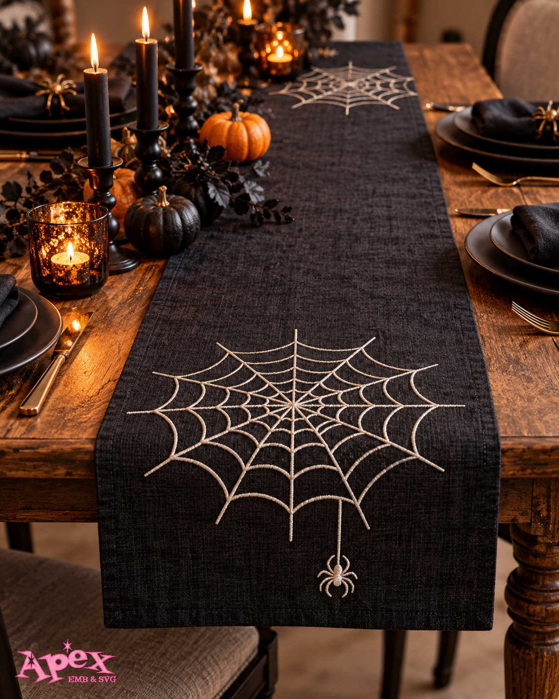 Spooky Embroidered Table Runner