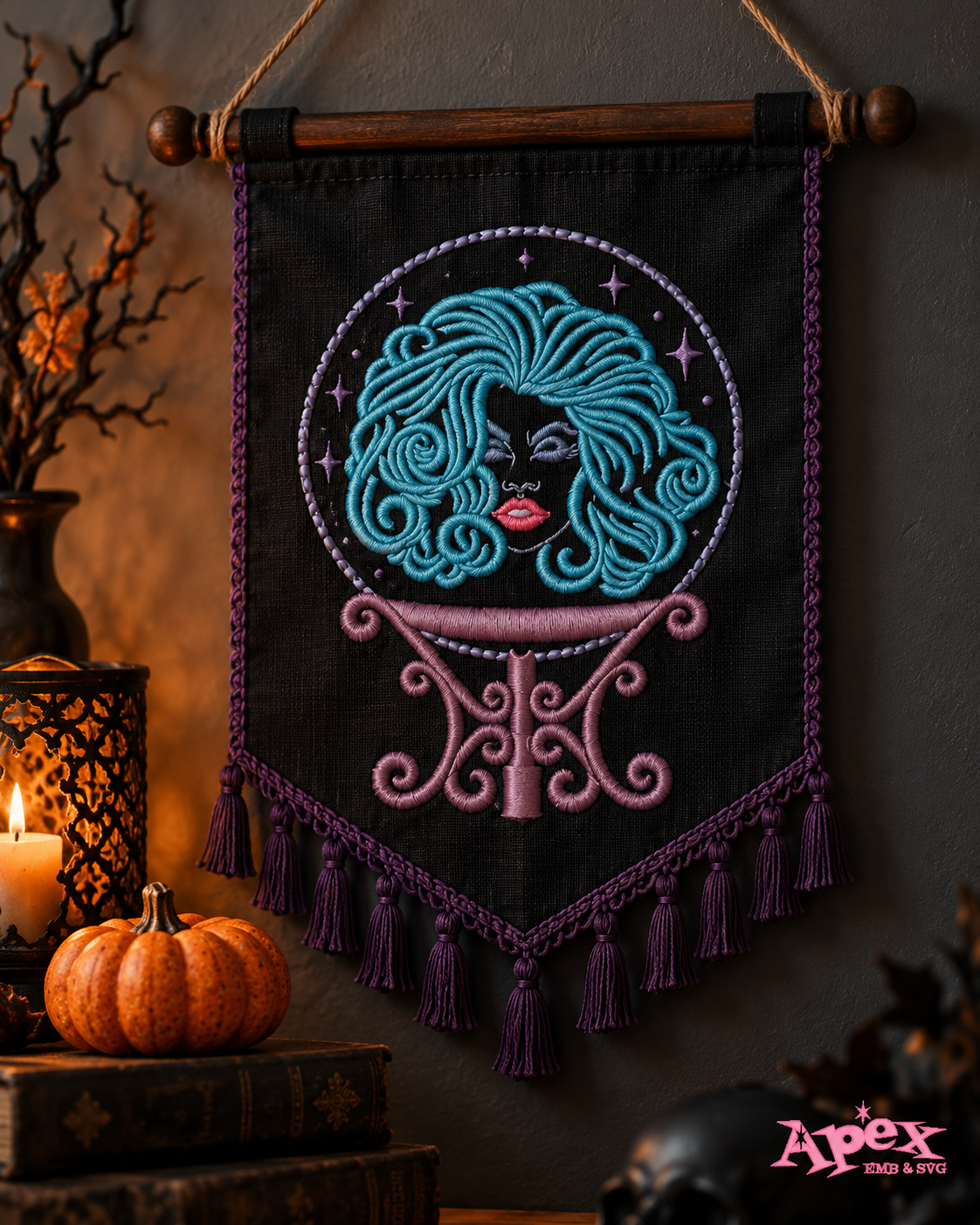 Haunted-Themed Fabric Wall Hanging