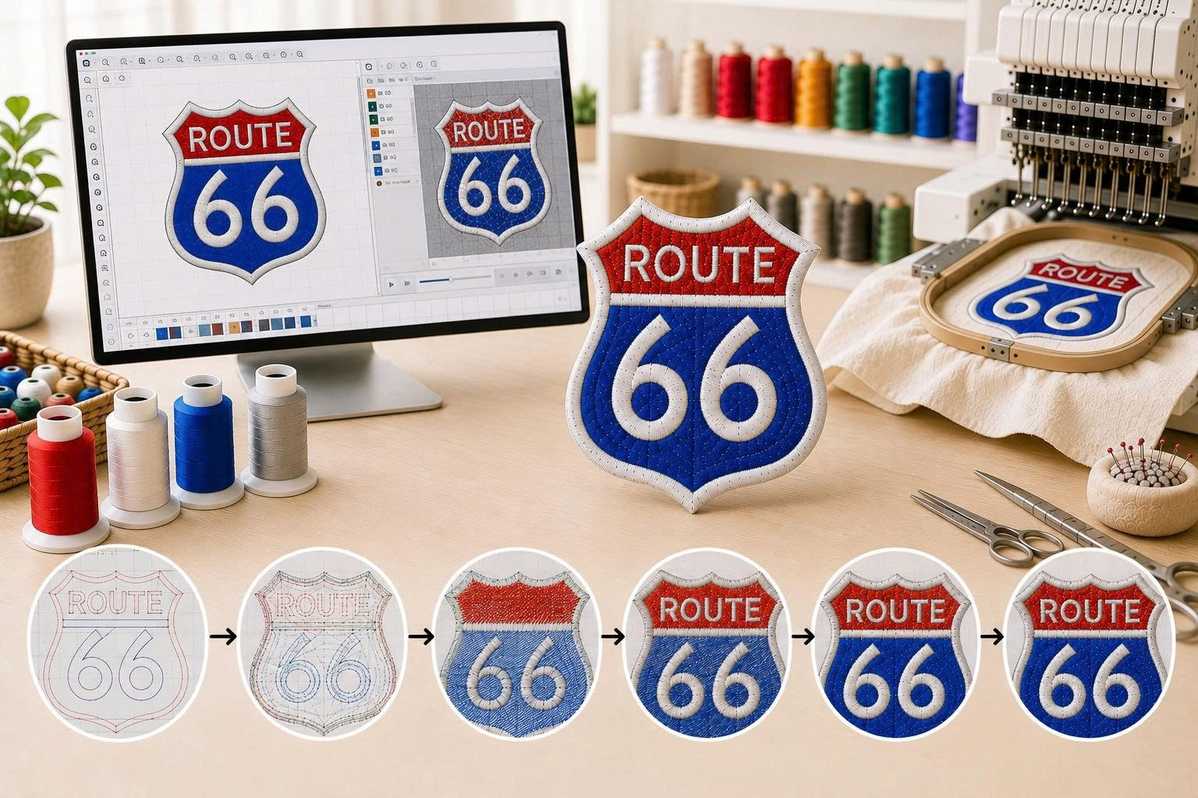 Step 11: Preview and simulate the embroidery design.