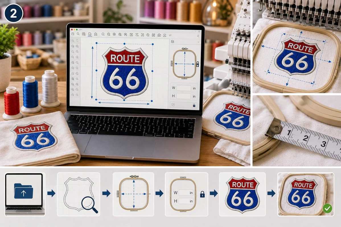 Step 2: Determine the size of the embroidery design.