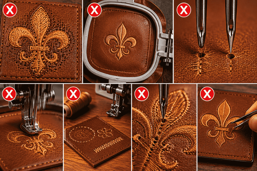 Common mistakes that embroiderers often make when embroidering on leather.