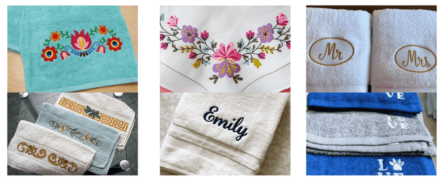 Beautiful embroidery patterns have been selected for bath towels.