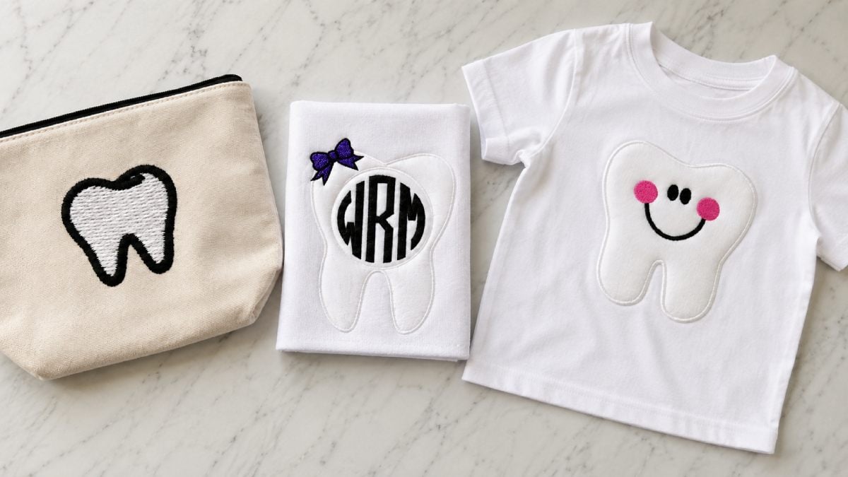 Featured products for images: Tooth Dental Brush Embroidery Design, Tooth Smile Feltie Embroidery Design.