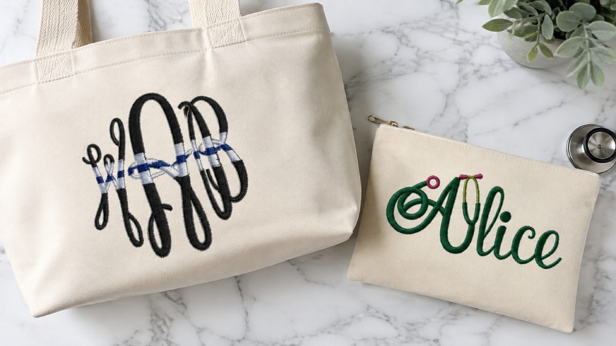 Featured products for images: Nurse Royal Circle Monogram Embroidery Font, Stethoscope Doctor Embroidery Font.