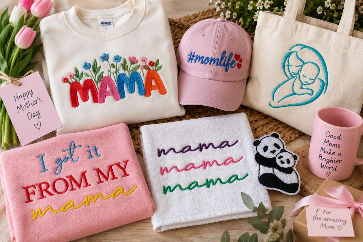 Mother’s Day embroidery designs for Mom and meaningful handmade gifts.