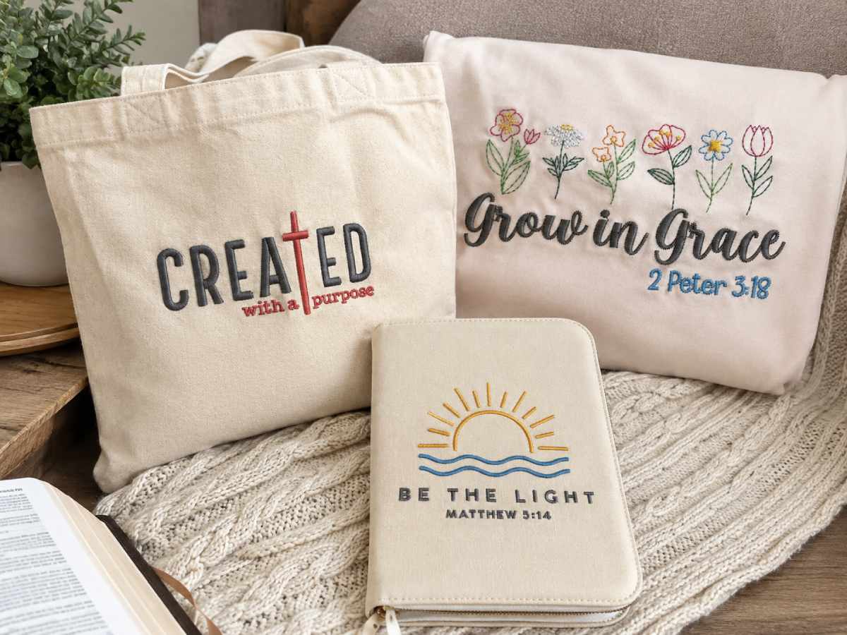  Bible verse embroidery may include a direct scripture reference, a shortened passage or a phrase rooted in Biblical teaching.
