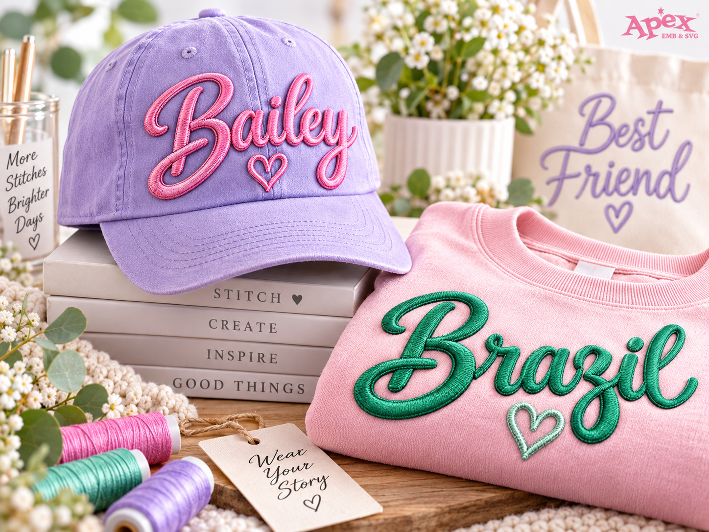 Script Embroidery Fonts for Hats and Apparel
