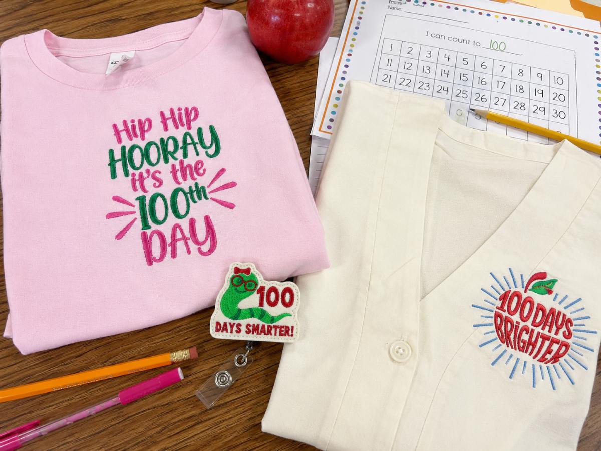 100 Days of School embroidery should feel fun, visible, and classroom-ready.