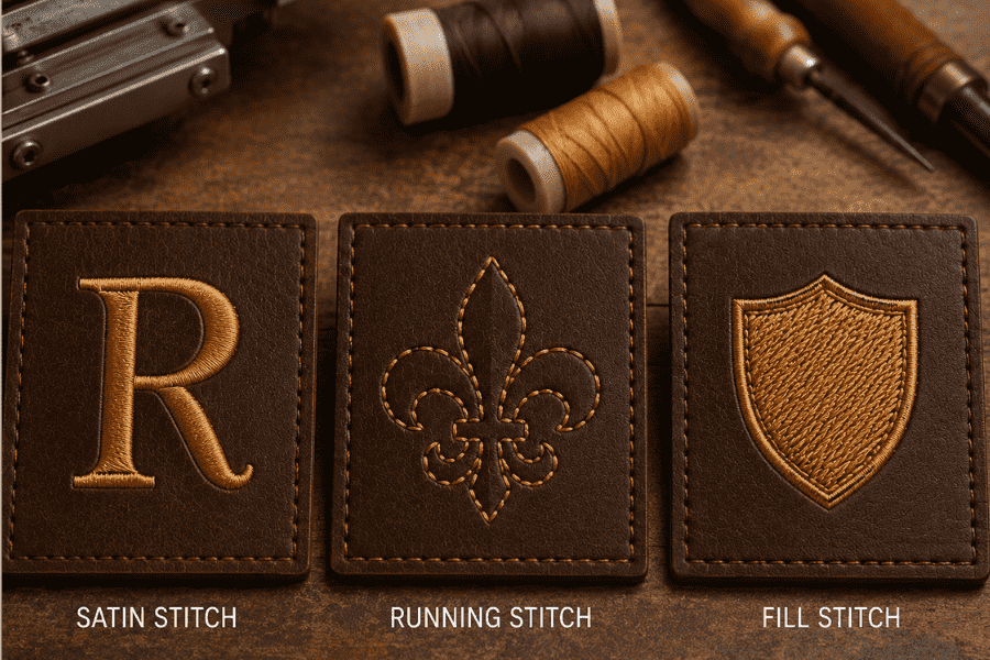 The best embroidery stitches on leather.