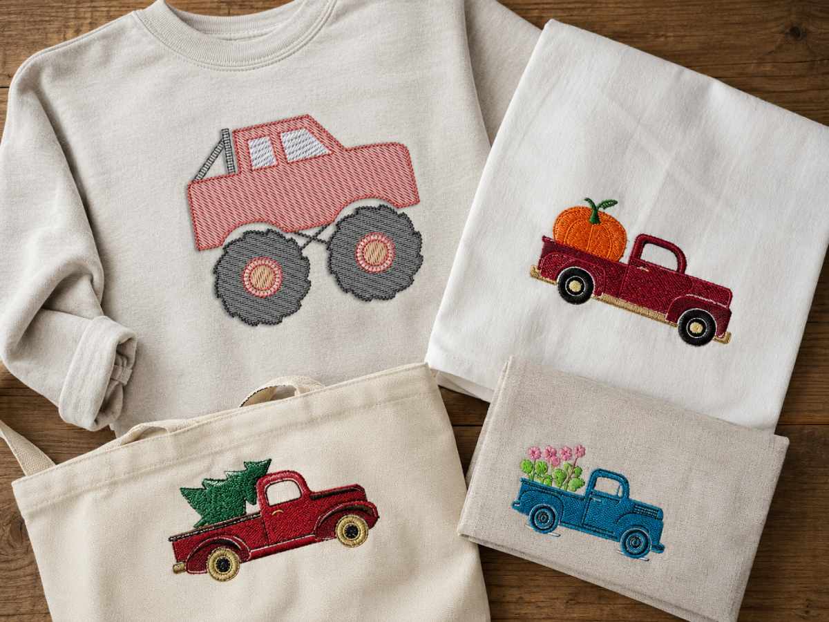  Relevant files include the Monster Truck Sketch and Retro Vintage Pickup Hauling Truck Pack.