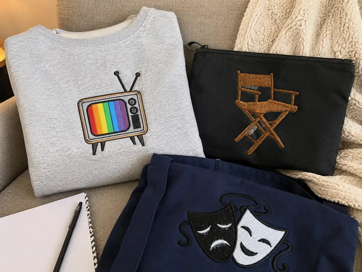 Some makers are interested in film and television as a theme, not one specific title. Retro TVs, theater symbols and director imagery fill that gap.
