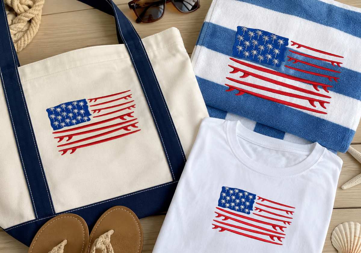 This one is useful when you want a USA flag embroidery design that feels more relaxed.