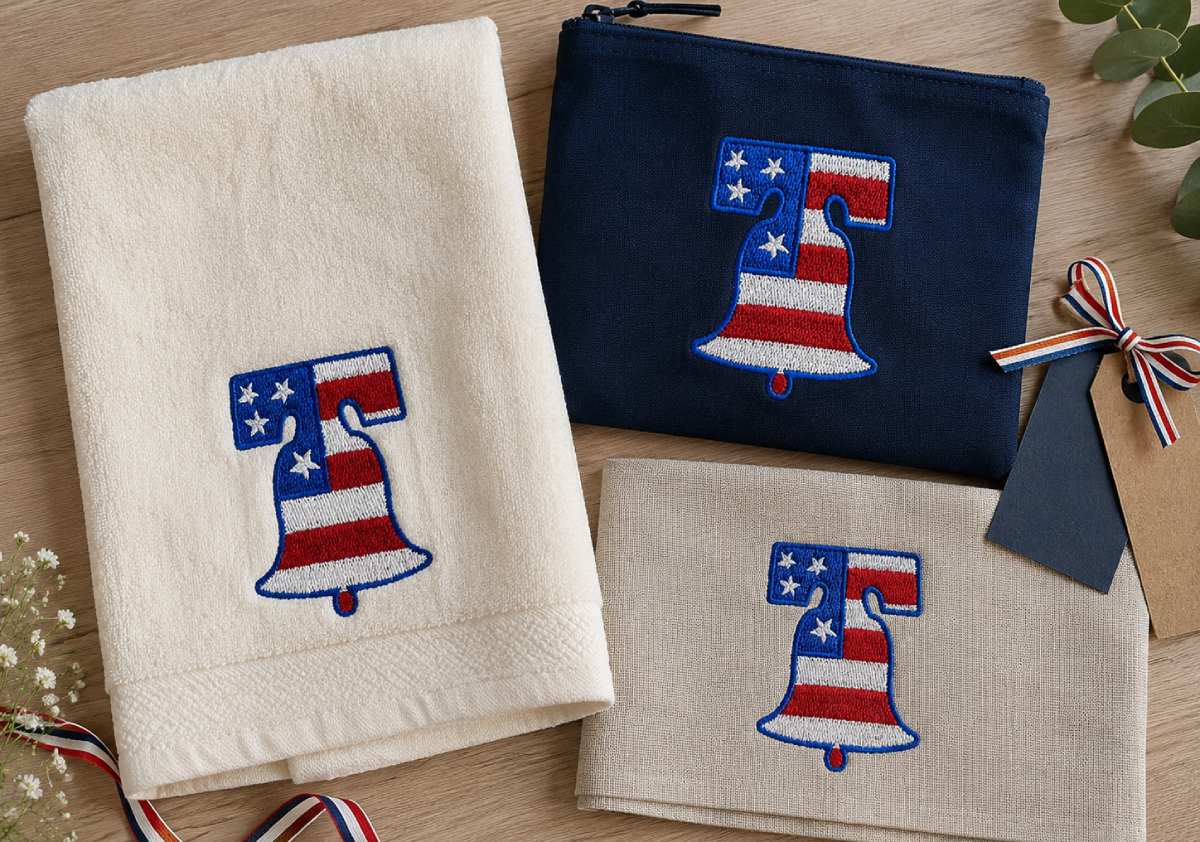 Liberty Bell USA Flag Embroidery Design