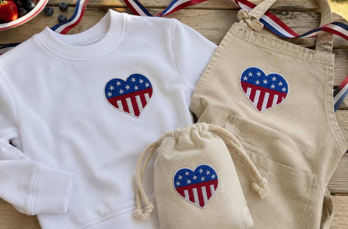 A USA Flag heart softens the look of the flag.