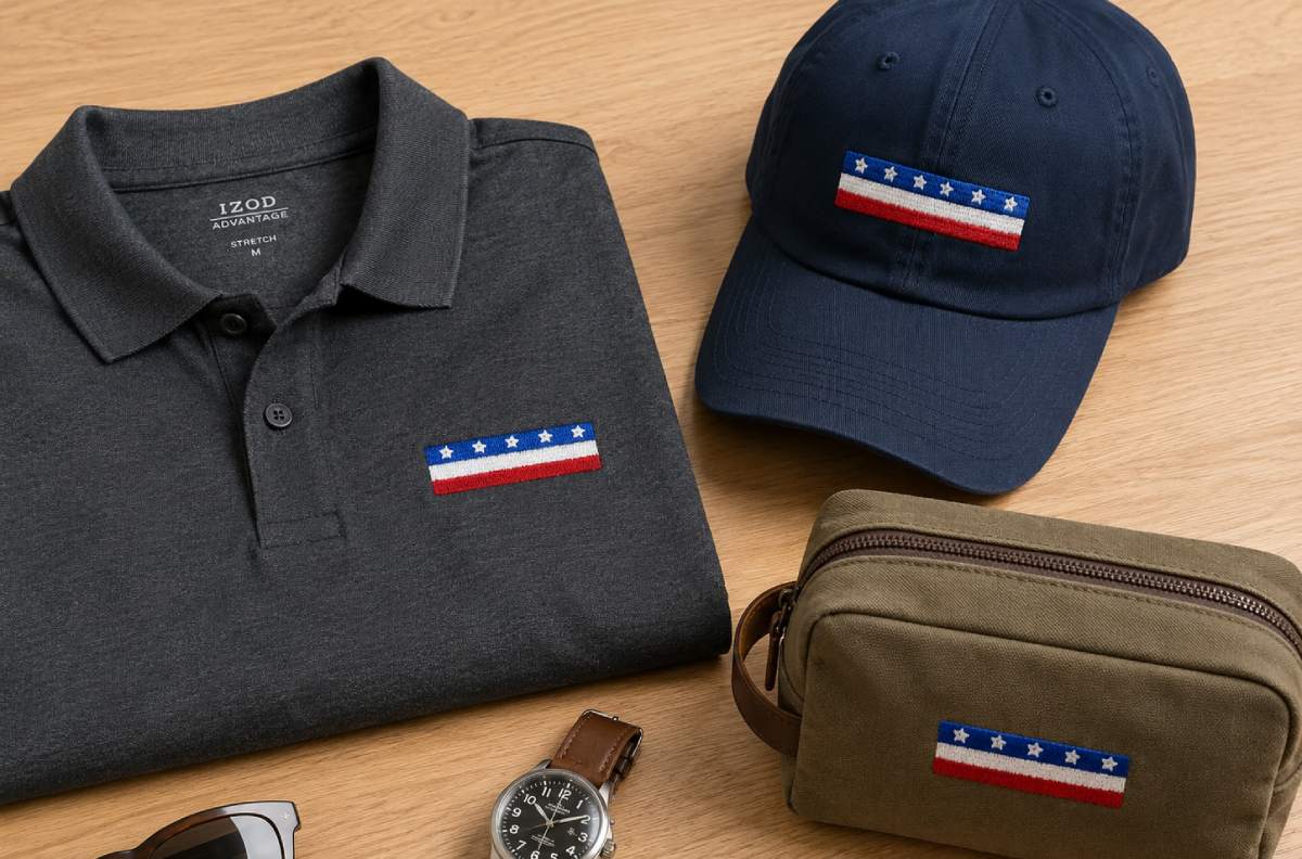 This is a good choice for people who want patriotic embroidery without a busy shape.