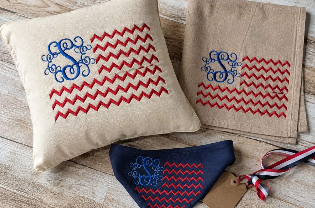 This design is a strong choice when a plain flag is not enough and you want to add initials, a name, or a family touch.