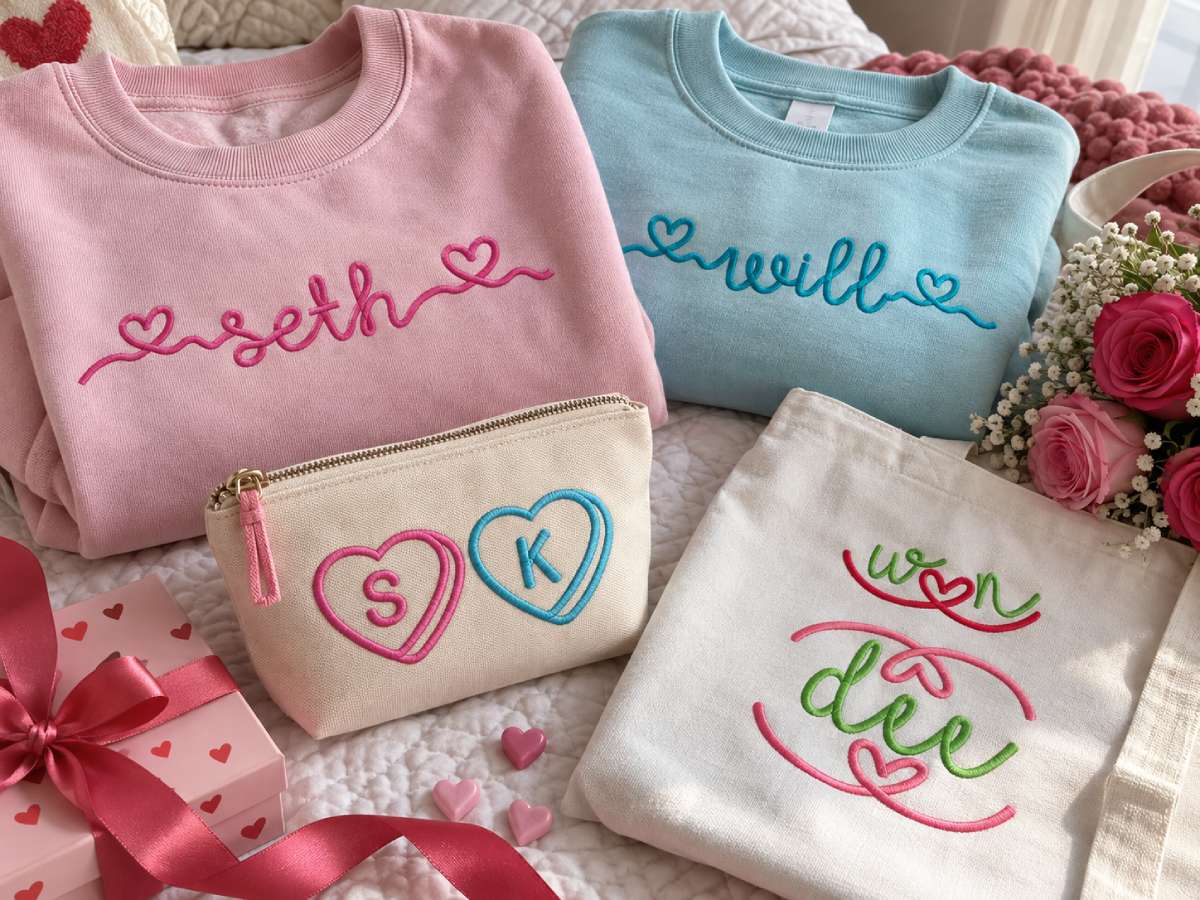 A Valentine project changes immediately when the embroidery includes a real name instead of a generic phrase.