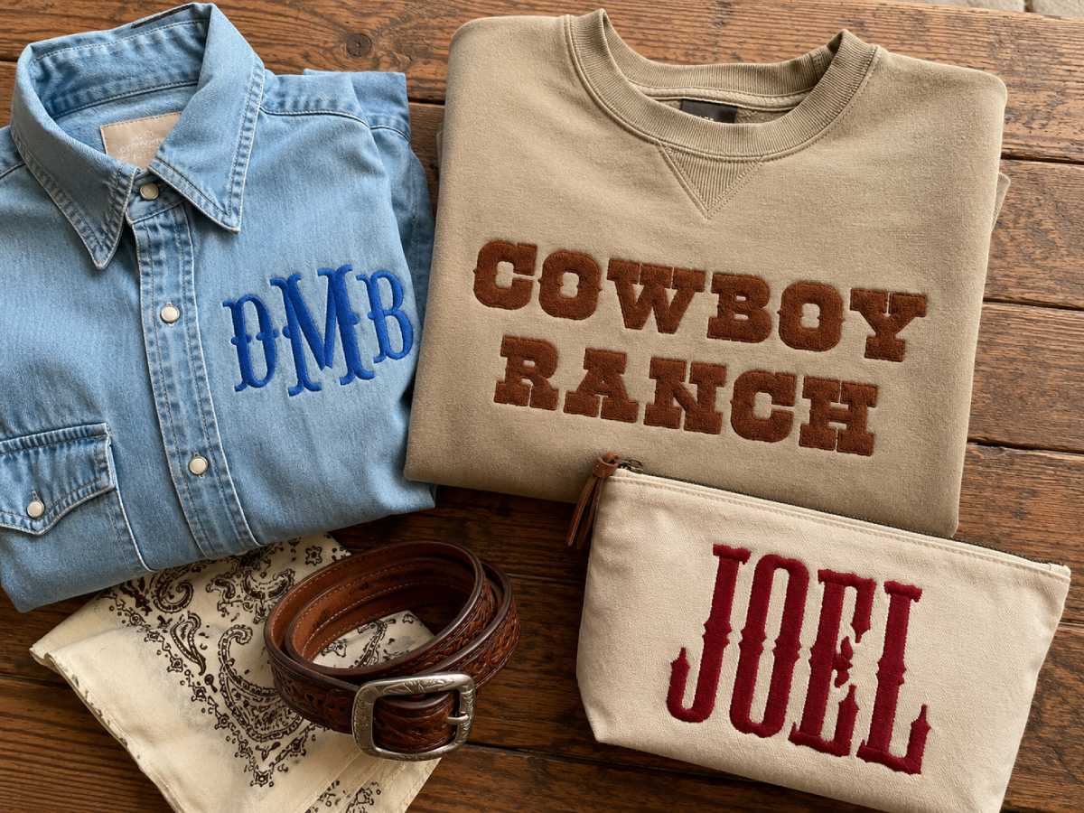  Vintage Western embroidery designs are often defined by their lettering.