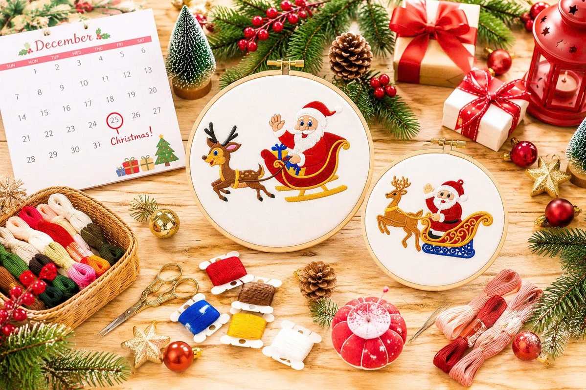Santa Claus on a sleigh.