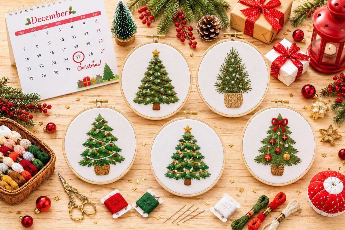 Christmas tree embroidery pattern