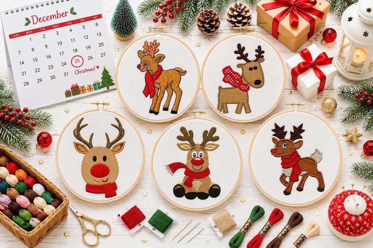 Rudolph the Red-Nosed Reindeer Embroidery Pattern