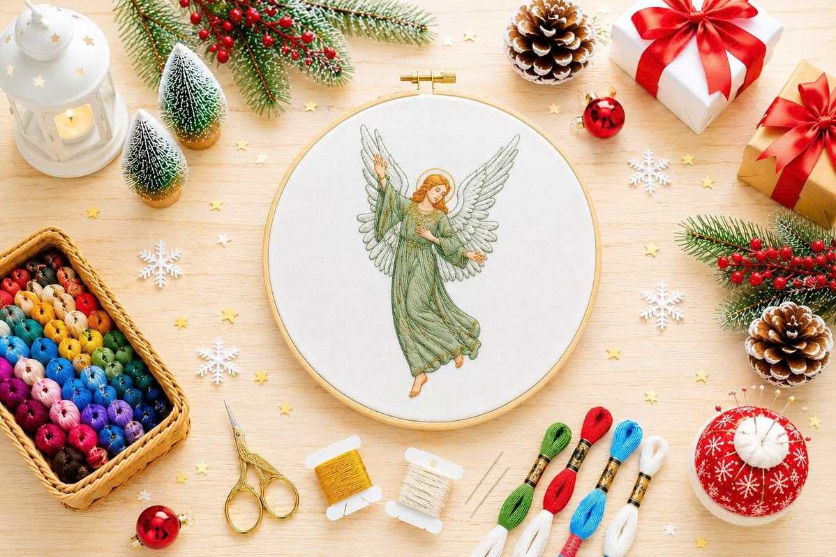 Christmas angel embroidery design