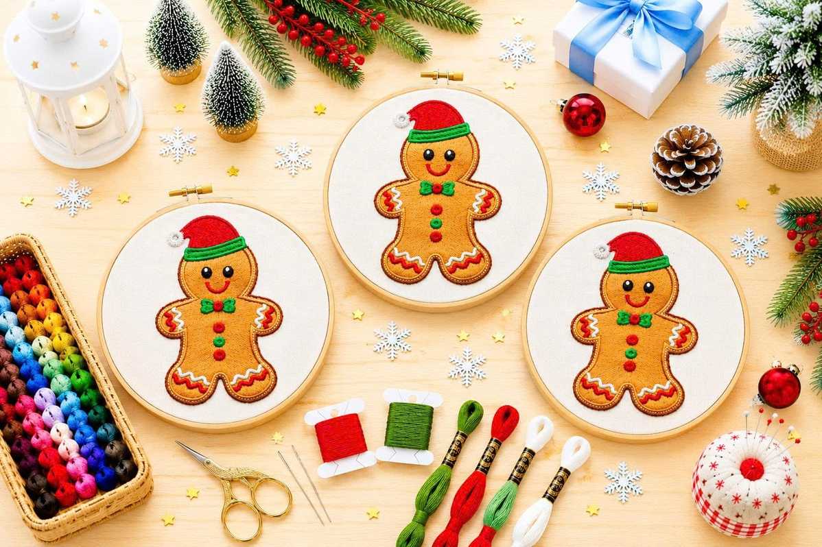 Gingerbread Man Embroidery Pattern