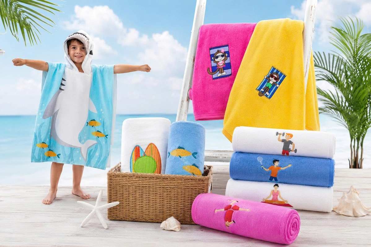 Embroidered beach/pool towel for students