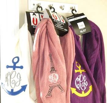 Personalized scarves with monograms and designs