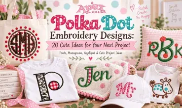 Polka dot embroidery designs with monograms, applique and cute project ideas