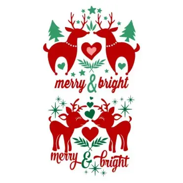 Merry and Bright Reindeer Love SVG Cuttable Design