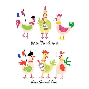 Three French Hens SVG Cuttable Design