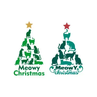 Meowy Cat Christmas Tree Cuttable Design