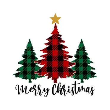 Plaid Pattern Merry Christmas Trees SVG Cuttable Designs