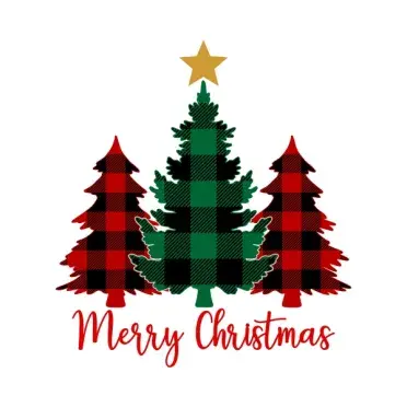 Plaid Pattern Merry Christmas Trees SVG Cuttable Designs