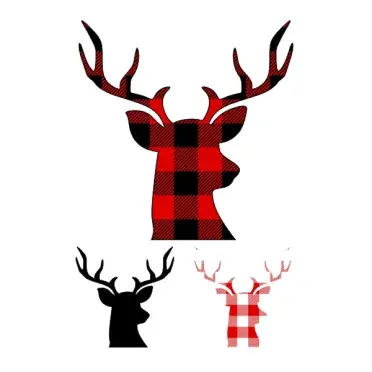 Plaid Pattern Deer or Reindeer Head SVG Cuttable Designs