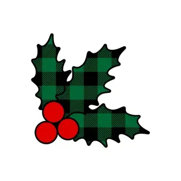Christmas Plaid Pattern Holly SVG Cuttable Designs
