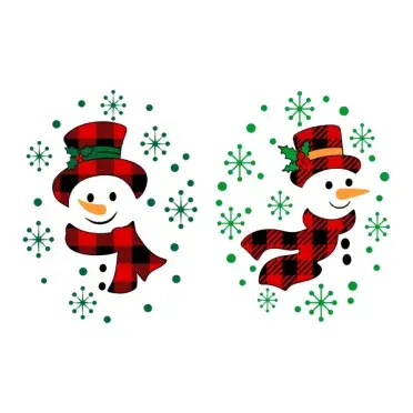 Plaid Pattern Holly Snowman SVG Cuttable Designs